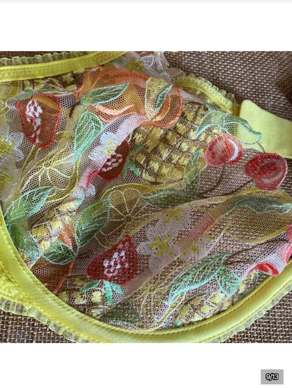 For Love And Lemons Mirabelle Fruit Bra Cherries Pineapple Strawberry Yellow 38C - Picture 2 of 9